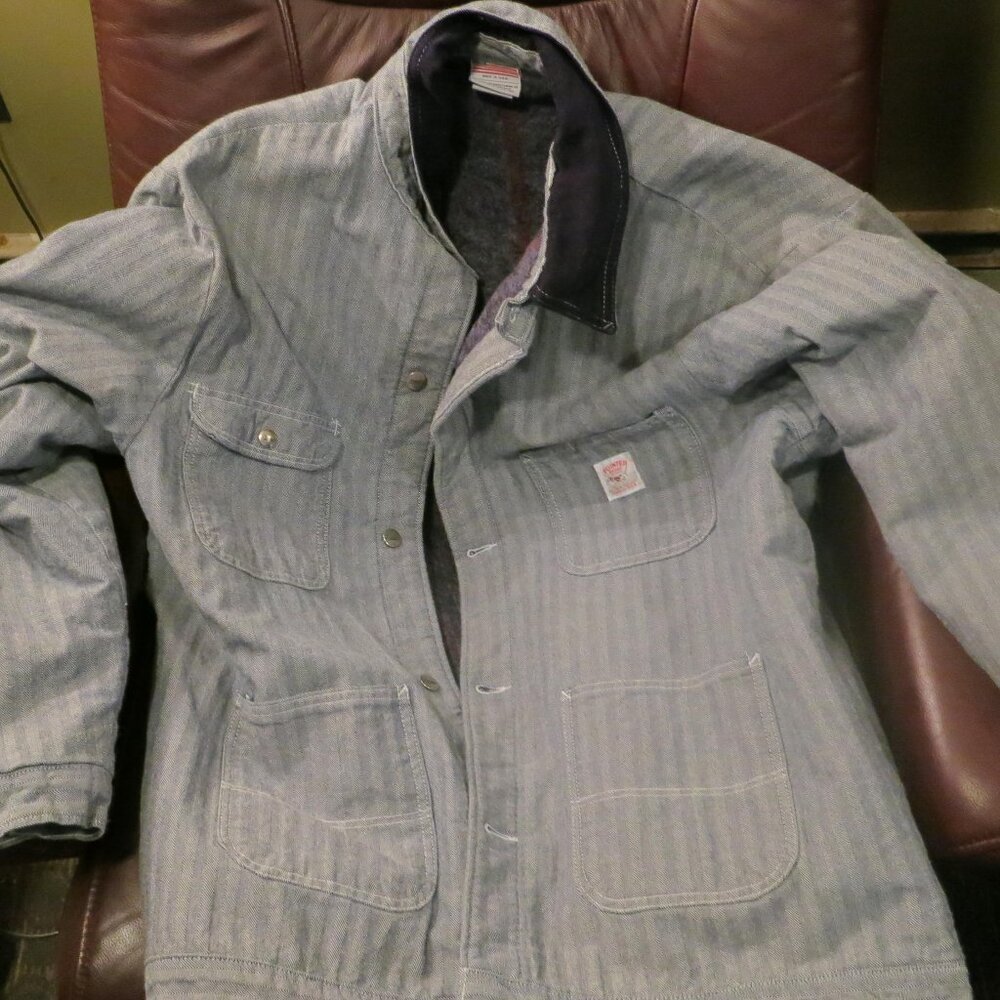 pointer brand blanket lined fisher stripe jacket mens xl